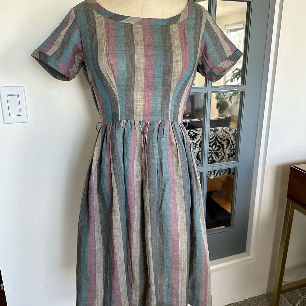 Vintage 1950s handmade striped midi dress